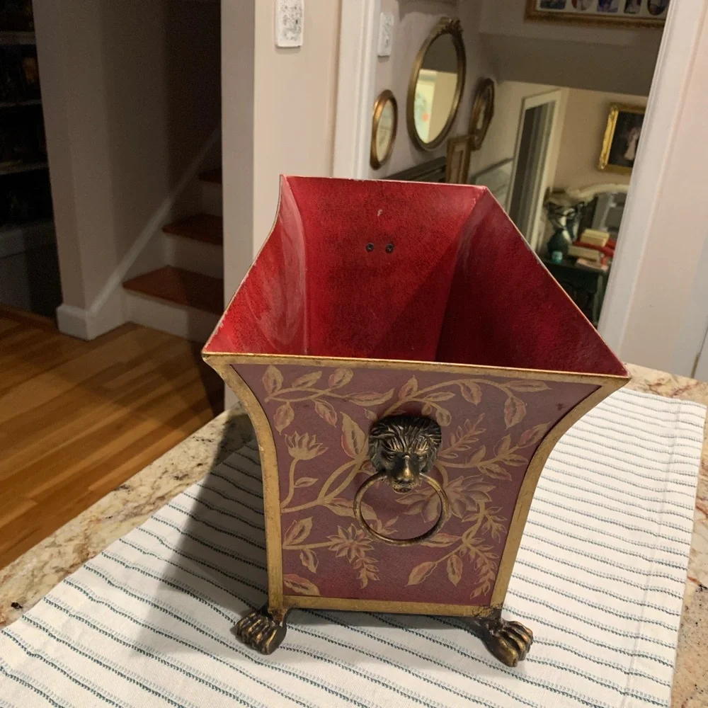 Red Tole French Style Jardiniere